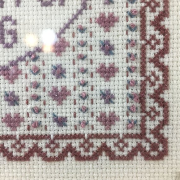 Completed Cross Stitch Living Loving Caring Sharing Brown Tan Framed - Picture 6 of 10